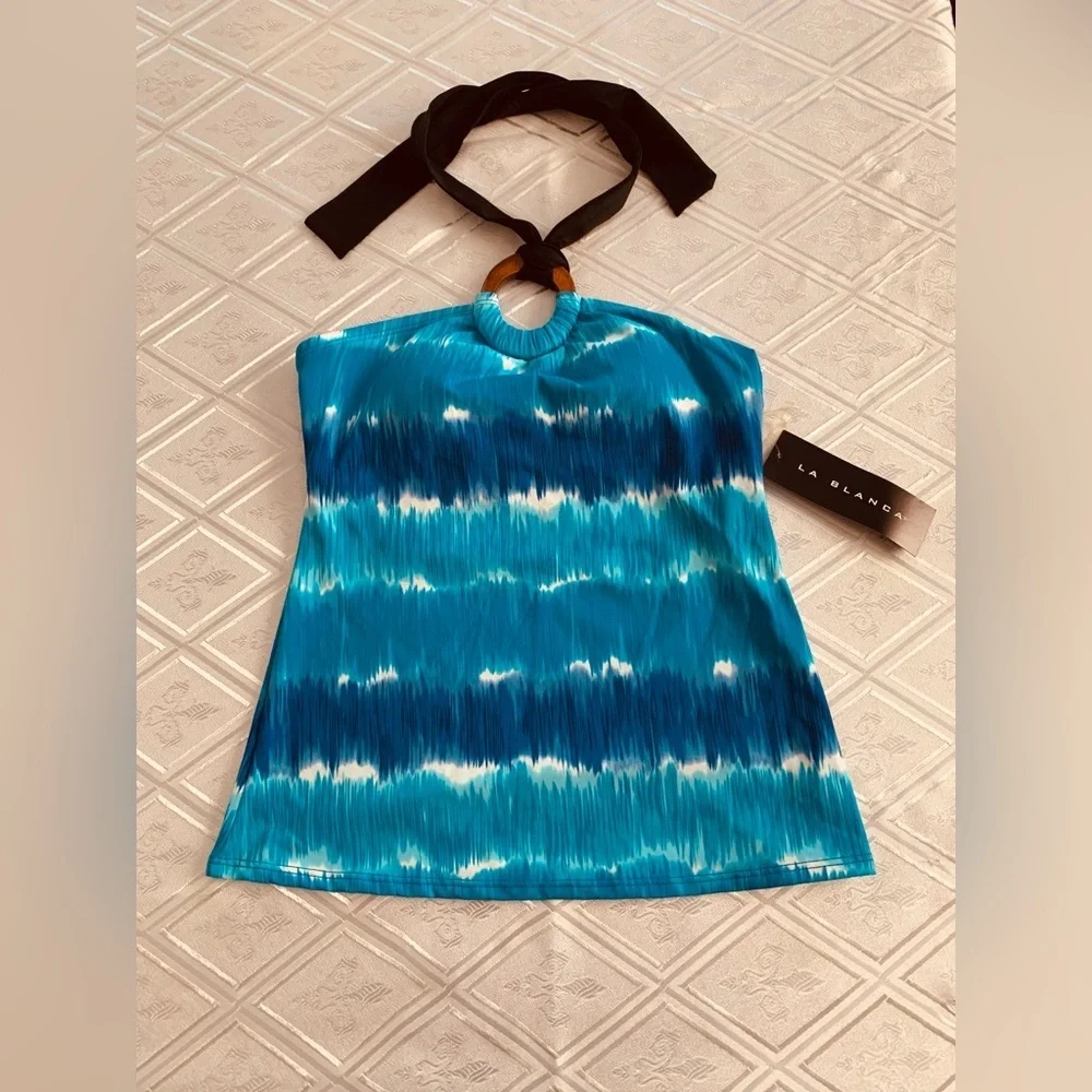 La Blanca Turquoise, White and Blue Swimsuit Top